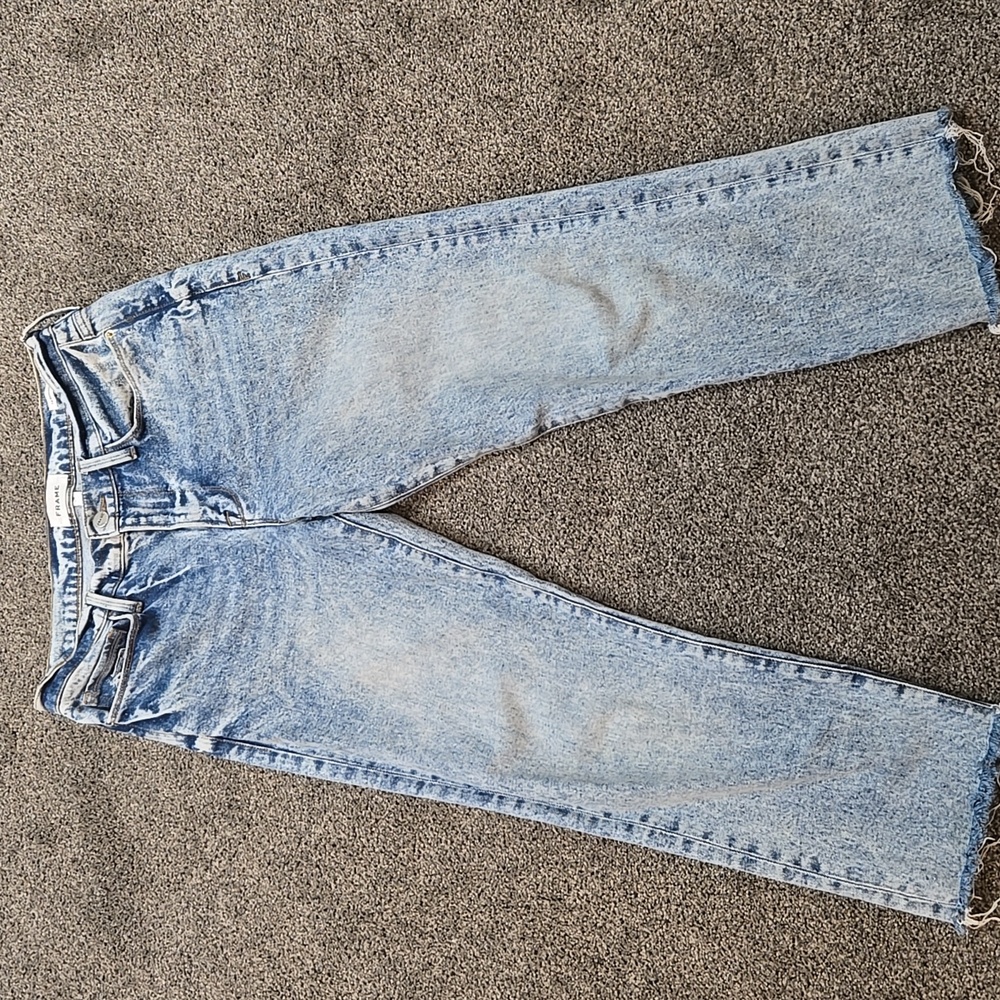 FRAME Denim Light Blue High-Rise Straight Leg Jeans